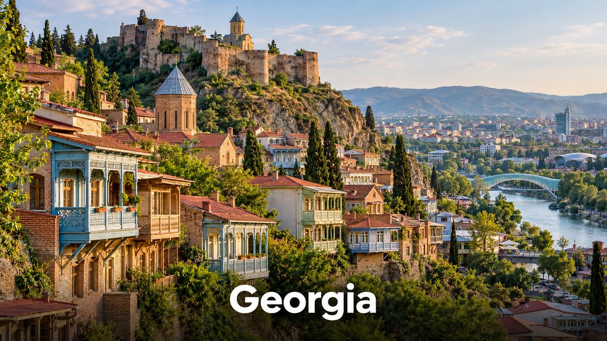 Old town houses and Narikala fortress in Tbilisi, a cheap destination from Dubai